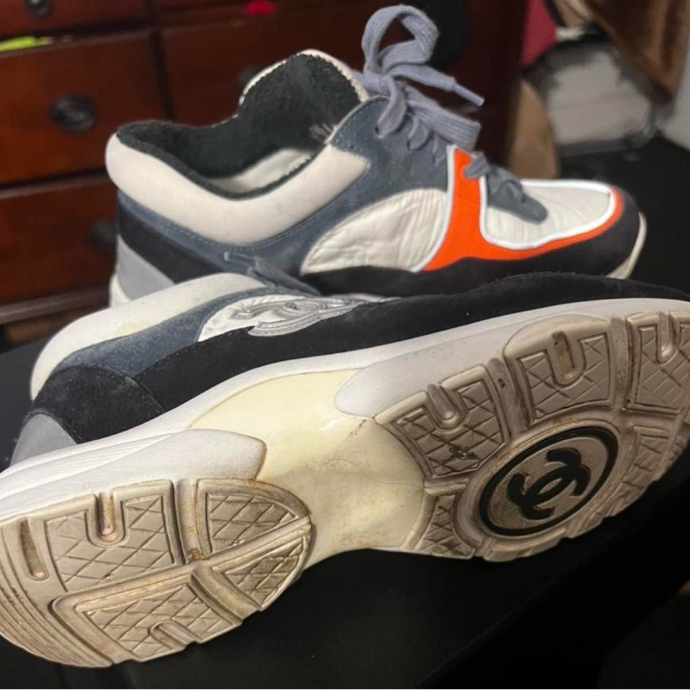 CHANEL Black, White, and Orange Athletic Shoes - Picture 3 of 4